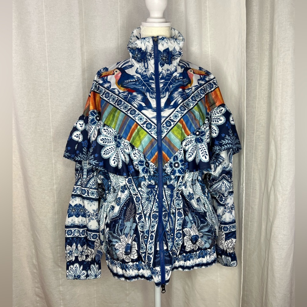Farm Rio Blue Palms Windbreaker Jacket
